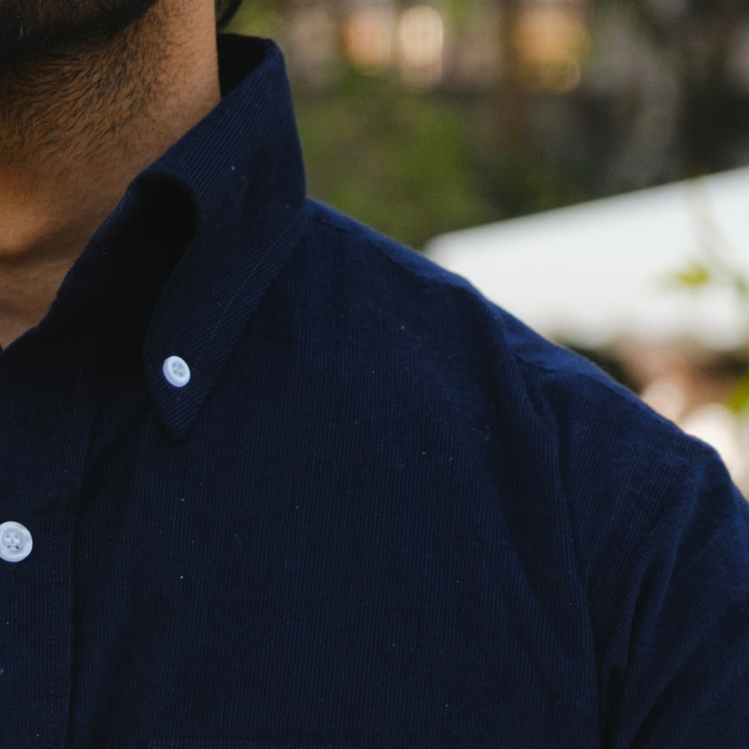NAVY BLUE PINWALE CORDUROY SHIRT
