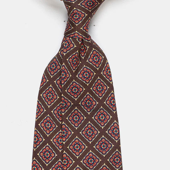 FIORAVANTI DIAMOND PATTERN FLORAL MADDER SILK TIE